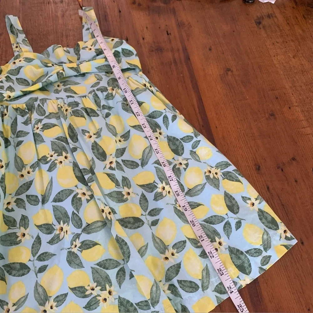 btween Girls Lemon Print Bow Bodice Smocked Back Cotton Babydoll Dress Sz 6